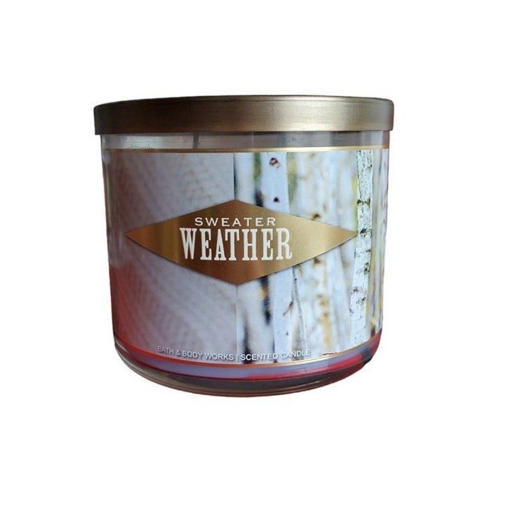 Bath & Body Works 3 Wick Candle Scent SWEATER WEATHER, 14.5 OZ‎